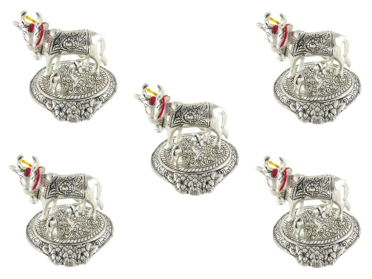 White metal cow and calf cow and calf statue cow and calf idol vastu cow and calf statue in pooja room white metal cow and calf statue white metal small cow