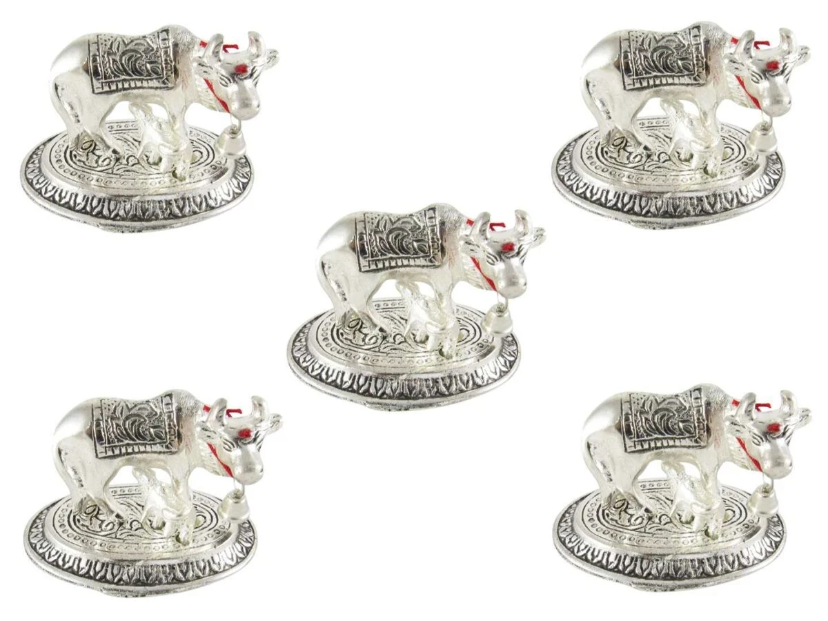 White metal cow and calf cow and calf statue cow and calf idol vastu cow and calf statue in pooja room white metal cow and calf statue white metal small cow