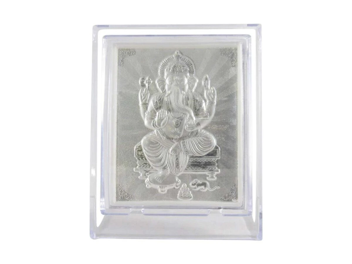 999 silver Ganesh frame, silver Ganesh photo frame, pure silver god photo frames, ganesha photo frame, silver ganesha frame