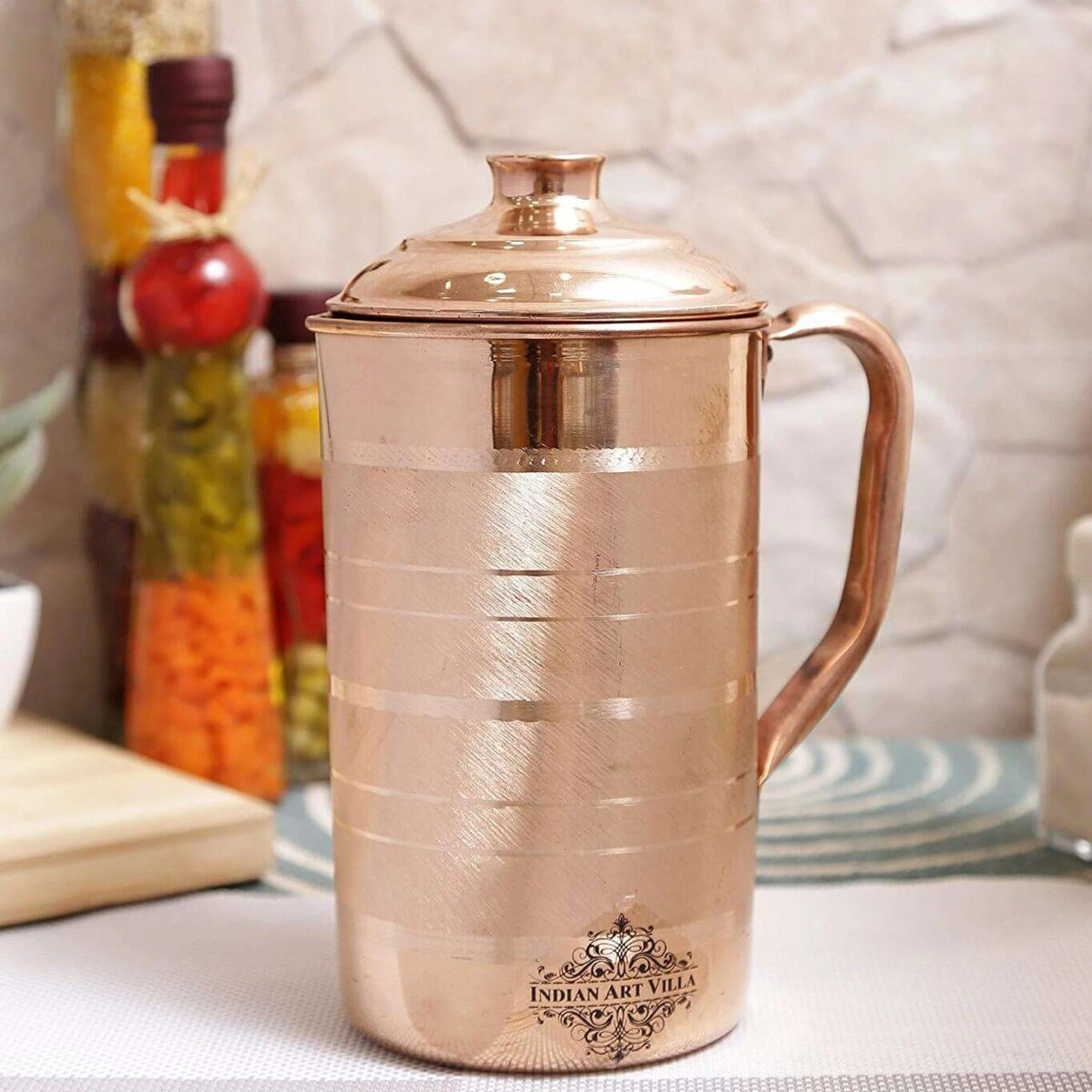  GOLDGIFTIDEAS Pure Copper Water Jug Pitcher, Healthy Jug for Drinking Water (1300 ML)