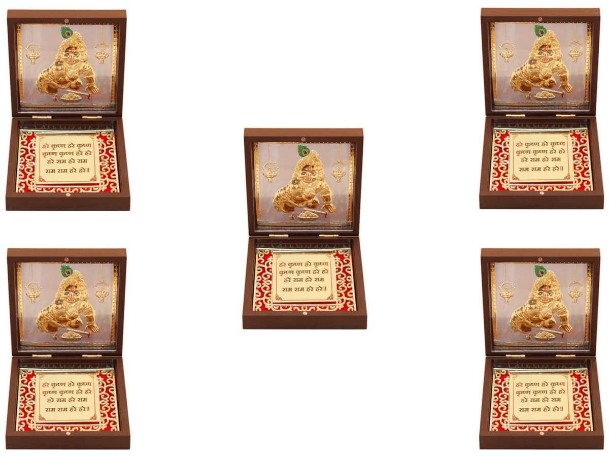 Bal gopal photo frame, bal gopal wooden photo frame, bal gopal frame with mantra, bal gopal photo with quotes, bal gopal photo with mantra, bal gopal statue, return gifts, Wooden Momento Gift