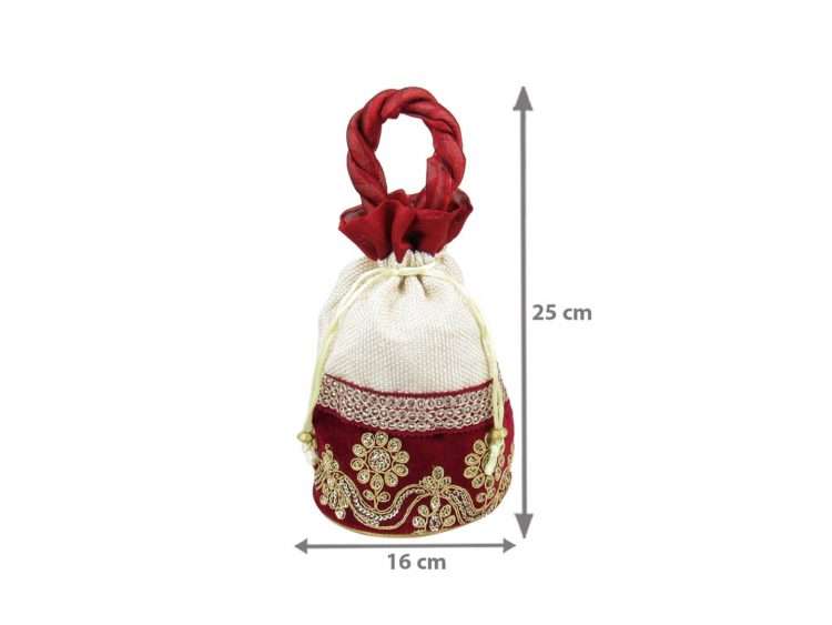 GOLDGIFTIDEAS Traditional Jute Velvet Potli Bags for Women, Potli