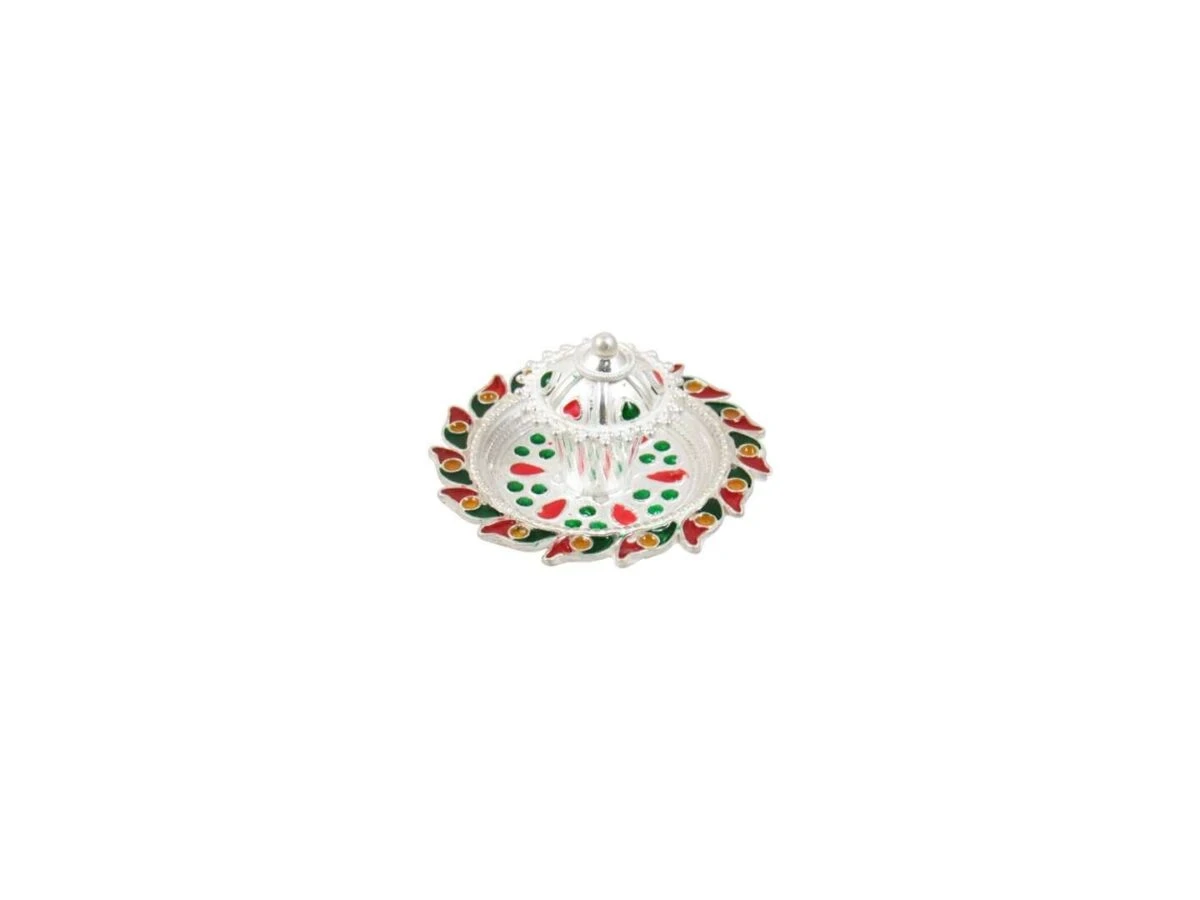Silver kankavati, pure silver kankavati, pure silver kumkum holder, silver haldi kumkum holder, silver sindoor daan, silver sindoor dani, pure silver pooja items for gift, silver items for pooja room