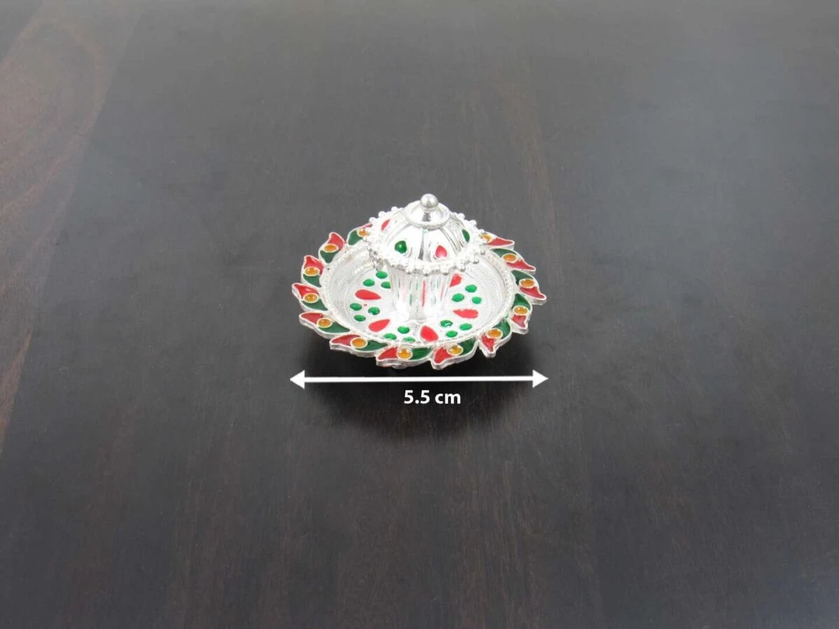 Silver kankavati, pure silver kankavati, pure silver kumkum holder, silver haldi kumkum holder, silver sindoor daan, silver sindoor dani, pure silver pooja items for gift, silver items for pooja room
