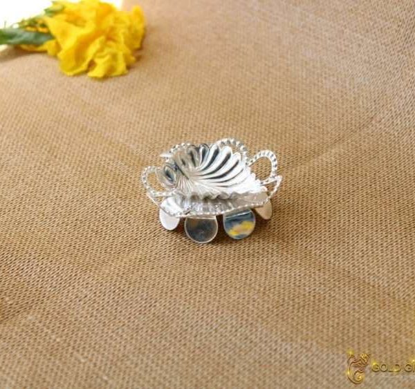Pure Silver Leaf shape Diya, Pure silver diya, pure silver diya for pooja, pure silver diya set, pure silver diya stand, silver diya lamp, pure silver pooja items for gift, silver items for pooja room