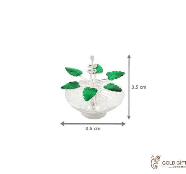 Pure silver Tulsi plant, silver tulsi kyaro, silver tulsi plant, pure silver tulsi plant return gifts, silver tulsi leaf, pure silver pooja items, pure silver gift items, pure silver gift items for marriage, pure silver gift items for housewarming, pure silver gift articles