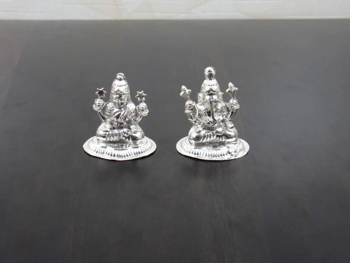 Silver Lakshmi ganesh idol, silver Lakshmi ganesh murti, silver Lakshmi ganesha idol, silver ganesh Lakshmi statues, silver laxmi ganesh murti, silver Lakshmi ganesh idols for diwali, pure silver laxmi ganesh murti