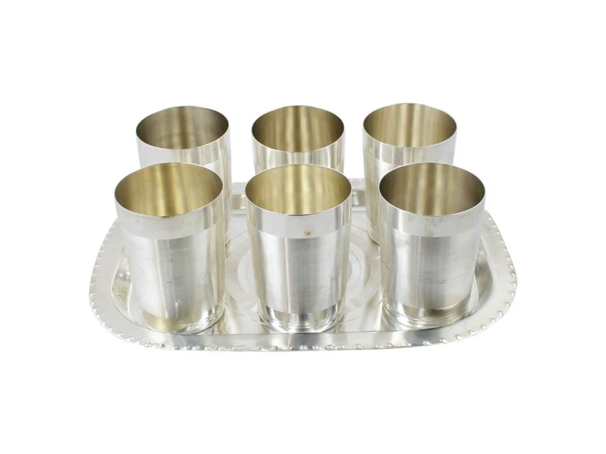 glass set for kitchen, glass set gift, glass set of 6, glass set for water, glass set for juice, glass set for bar, glass sets for drinking, glass set with tray, silver plated glass tray set