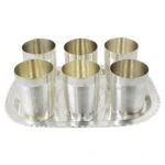 glass set for kitchen, glass set gift, glass set of 6, glass set for water, glass set for juice, glass set for bar, glass sets for drinking, glass set with tray, silver plated glass tray set