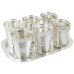 glass set for kitchen, glass set gift, glass set of 6, glass set for water, glass set for juice, glass set for bar, glass sets for drinking, glass set with tray, silver plated glass tray set