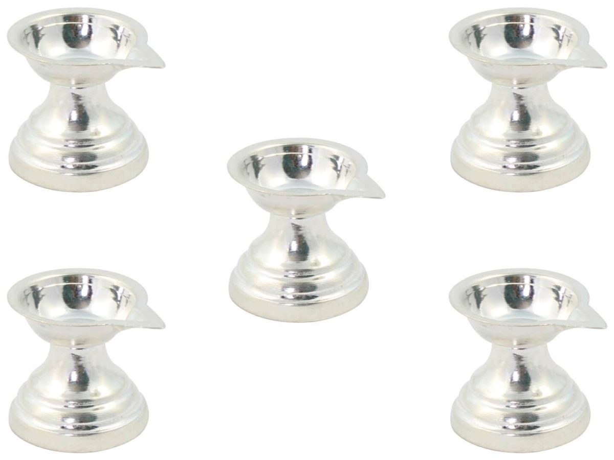 Pure silver diya, pure silver diya for pooja, pure silver diya set, pure silver diya stand, silver diya lamp, pure silver pooja items for gift, silver items for pooja room