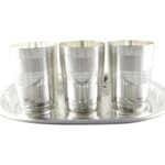 glass set for kitchen, glass set gift, glass set of 6, glass set for water, glass set for juice, glass set for bar, glass sets for drinking, glass set with tray, silver plated glass tray set