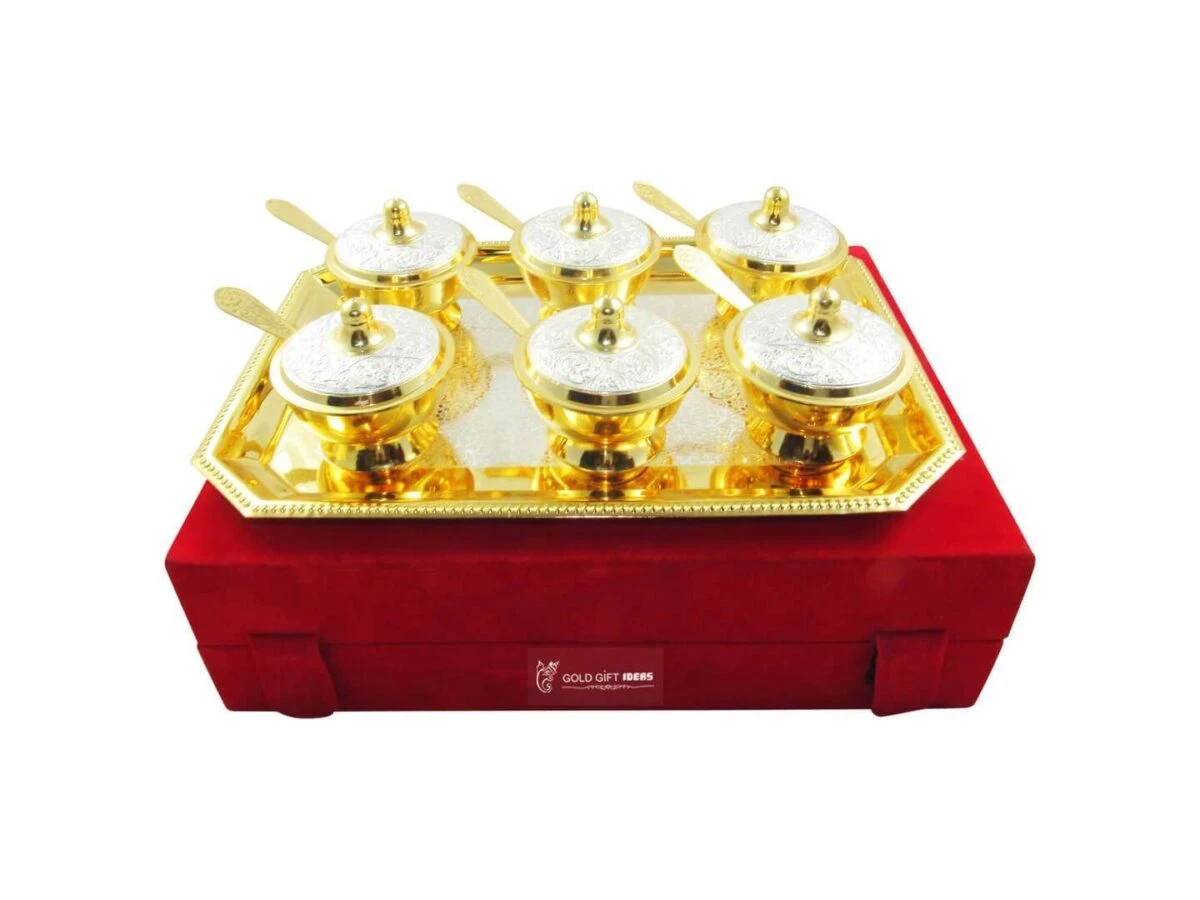 Brass bowls, brass bowl set, brass bowl for gift, brass serving bowl, brass dry fruit tray, brass bowl set with tray, Indian brass serving bowls, brass bowl for decoration, brass serving bowl with spoon