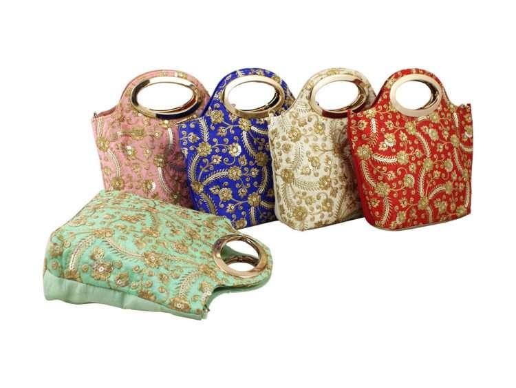 Pack Of 10/50 Wedding Favor Gift Hand Crafted Potli Bag With Beaded Chain  For Women|| Evening Bags|| Embroidery Handbag||Gift||Return Gift||