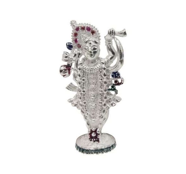 Shrinathji silver idol, pure silver pooja items, pure silver gift items, pure silver gift items for marriage, pure silver gift items for housewarming, pure silver gift articles