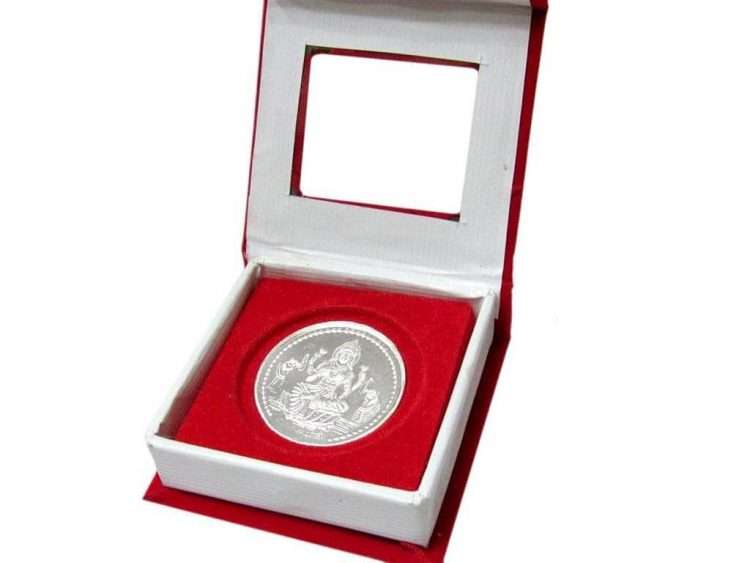  GOLDGIFTIDEAS 999 Pure Silver Lakshmi Coin For Pooja Silver Coin For 