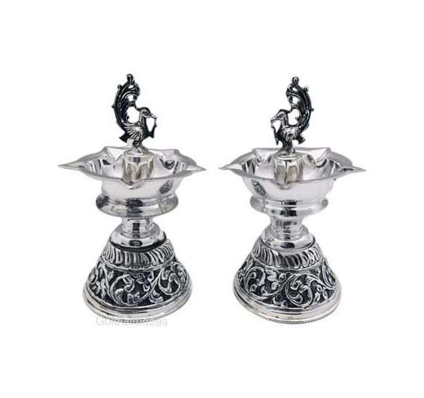 Pure silver diya, pure silver diya for pooja, pure silver diya set, pure silver diya stand, silver diya lamp, pure silver pooja items for gift, silver items for pooja room Silver Diyas for Pooja Silver Lamps for Gifting silver gift items silver items silver gift items for marriage silver gift items for house warming silver gift articles