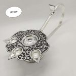 Pure silver diya, pure silver diya for pooja, pure silver diya set, pure silver diya stand, silver diya lamp, pure silver pooja items for gift, silver items for pooja room