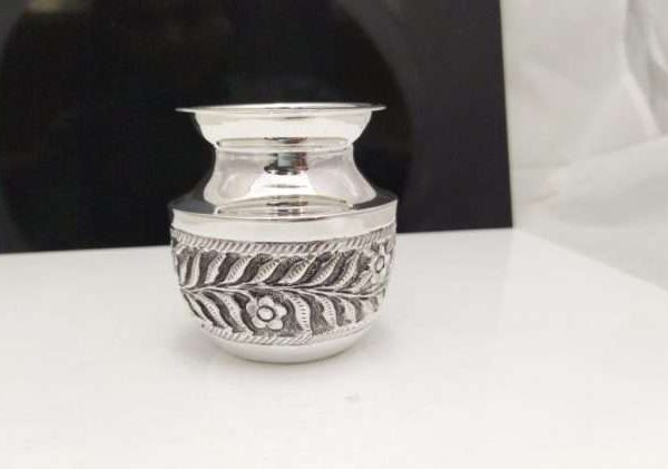 pure silver kalash with BIS hallmark Silver kalash for pooja, pure silver kalash, pure silver kalasam, silver lota for pooja, silver kalash with spoon