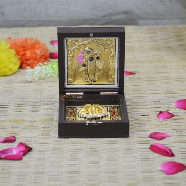 Shreenathji photo frame, shreenathji photo frame nathdwara, shrinathji photo frame, shreenathji frame with charan paduka, shreenathji photo frame for gift, return gifts for housewarming, return gifts for pooja, Wooden Momento Gift