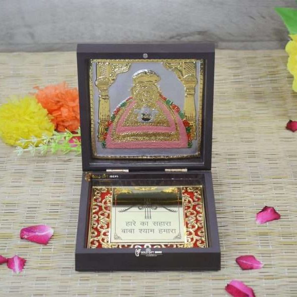 Khatu Shyam ji photo frame Khatu Shyam frame Khatu Shyam frame with charan paduka krishna photo frame return gifts for wedding return gifts for housewarming religious frame photo frame for gift religious frame for worship Wooden Momento Gift