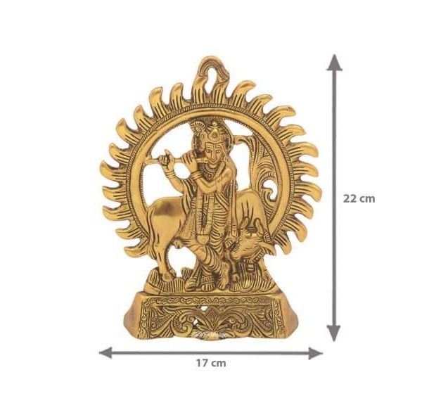 Krishna with cow idol, Krishna with cow idol at home, lord Krishna with cow idol, Krishna with cow brass idol return gifts