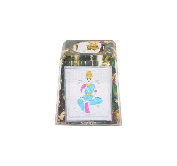 Silver Lakshmiji Frame with Pen Stand for Study Table Stylish, Glass Pen Stand for Office, Occasional Gift