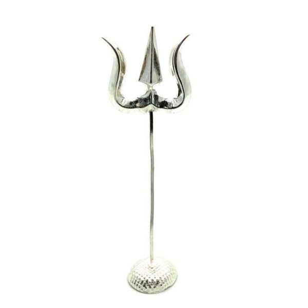 Pure Silver Trishul for God, Silver Glossy Finish Trishul for Shivling, Silver Pooja Items, Pure Silver Trishul for Pooja Room