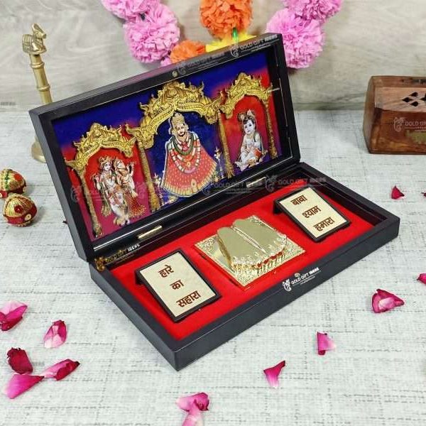 Khatu Shyam ji photo frame Khatu Shyam frame Khatu Shyam frame with charan paduka krishna photo frame return gifts for wedding return gifts for housewarming religious frame photo frame for gift religious frame for worship Wooden Momento Gift