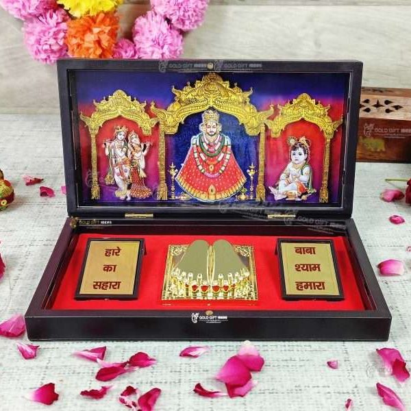 Khatu Shyam ji photo frame Khatu Shyam frame Khatu Shyam frame with charan paduka krishna photo frame return gifts for wedding return gifts for housewarming religious frame photo frame for gift religious frame for worship Wooden Momento Gift