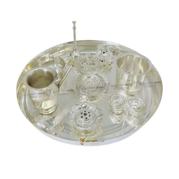 Pooja Thali set, pooja thali silver, pooja thali decoration, Pooja Thali for home, pooja thali set silver, pooja thali for wedding, pooja thali for mandir, pooja thali for Diwali, pooja thali for karva chauth, pooja thali gift set, pooja thali set gold plated pooja thali set for wedding silver thali set for pooja, return gifts for housewarming