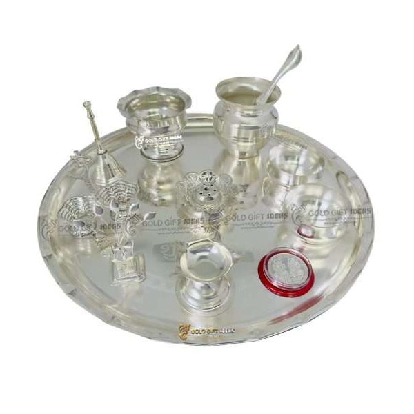 Pooja Thali set, pooja thali silver, pooja thali decoration, Pooja Thali for home, pooja thali set silver, pooja thali for wedding, pooja thali for mandir, pooja thali for Diwali, pooja thali for karva chauth, pooja thali gift set, pooja thali set gold plated pooja thali set for wedding silver thali set for pooja, return gifts for housewarming