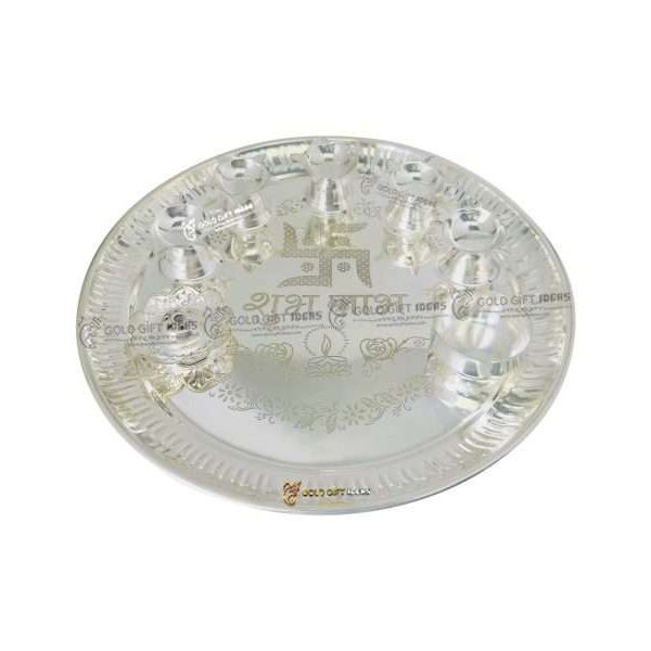 Pooja Thali set, pooja thali silver, pooja thali decoration, Pooja Thali for home, pooja thali set silver, return gifts for housewarming