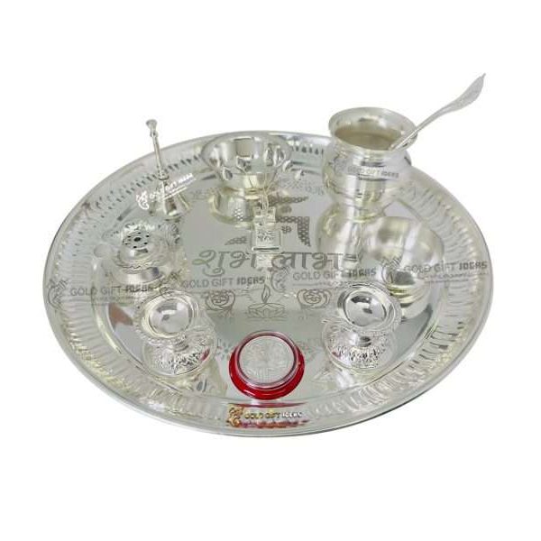 Pooja Thali set, pooja thali silver, pooja thali decoration, Pooja Thali for home, pooja thali set silver, pooja thali for wedding, pooja thali for mandir, pooja thali for Diwali, pooja thali for karva chauth, pooja thali gift set, pooja thali set gold plated pooja thali set for wedding silver thali set for pooja, return gifts for housewarming
