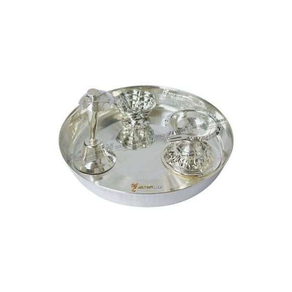 Pooja Thali set, pooja thali silver, pooja thali decoration, Pooja Thali for home, pooja thali set silver, pooja thali for wedding, pooja thali for mandir, pooja thali for Diwali, pooja thali for karva chauth, pooja thali gift set, pooja thali set gold plated pooja thali set for wedding silver thali set for pooja, return gifts for housewarming