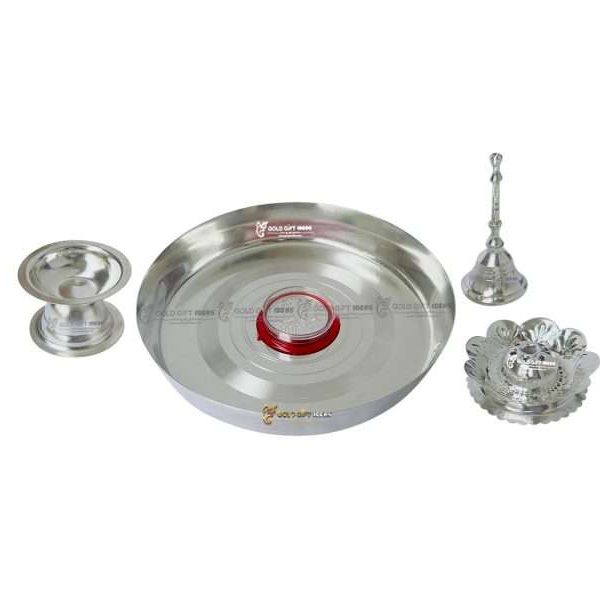 Pooja Thali set, pooja thali silver, pooja thali decoration, Pooja Thali for home, pooja thali set silver, pooja thali for wedding, pooja thali for mandir, pooja thali for Diwali, pooja thali for karva chauth, pooja thali gift set, pooja thali set gold plated pooja thali set for wedding silver thali set for pooja, return gifts for housewarming