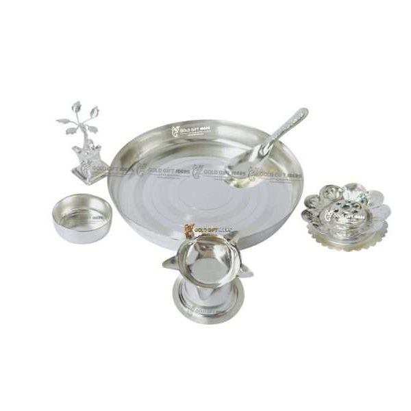 Pooja Thali set, pooja thali silver, pooja thali decoration, Pooja Thali for home, pooja thali set silver, pooja thali for wedding, pooja thali for mandir, pooja thali for Diwali, pooja thali for karva chauth, pooja thali gift set, pooja thali set gold plated pooja thali set for wedding silver thali set for pooja, return gifts for housewarming