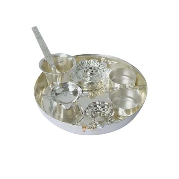 Pooja Thali set, pooja thali silver, pooja thali decoration, Pooja Thali for home, pooja thali set silver, pooja thali for wedding, pooja thali for mandir, pooja thali for Diwali, pooja thali for karva chauth, pooja thali gift set, pooja thali set gold plated pooja thali set for wedding silver thali set for pooja, return gifts for housewarming