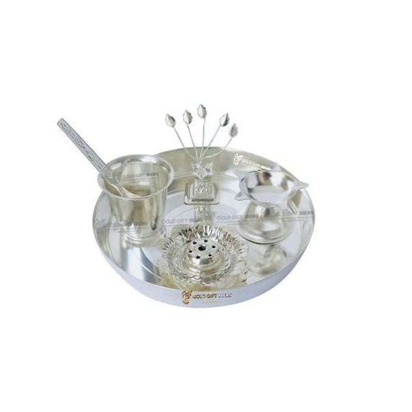 Pooja Thali set, pooja thali silver, pooja thali decoration, Pooja Thali for home, pooja thali set silver, pooja thali for wedding, pooja thali for mandir, pooja thali for Diwali, pooja thali for karva chauth, pooja thali gift set, pooja thali set gold plated pooja thali set for wedding silver thali set for pooja, return gifts for housewarming