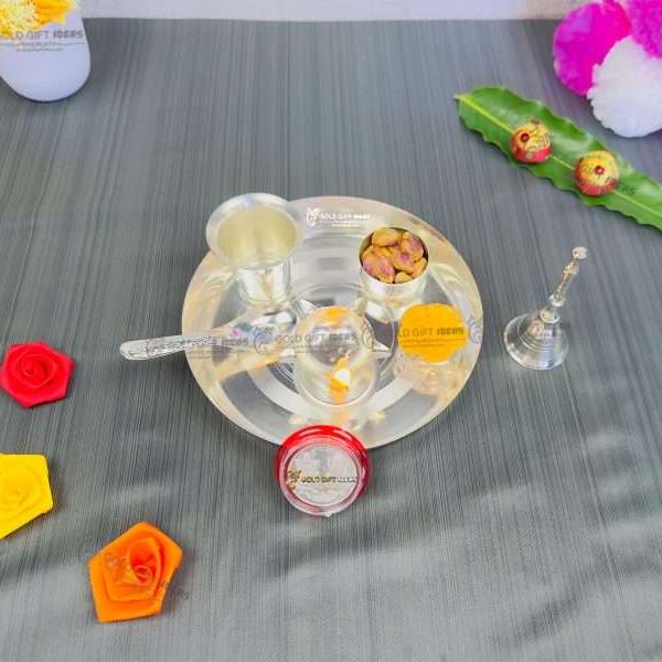 Pooja Thali set, pooja thali silver, pooja thali decoration, Pooja Thali for home, pooja thali set silver, pooja thali for wedding, pooja thali for mandir, pooja thali for Diwali, pooja thali for karva chauth, pooja thali gift set, pooja thali set gold plated pooja thali set for wedding silver thali set for pooja, return gifts for housewarming
