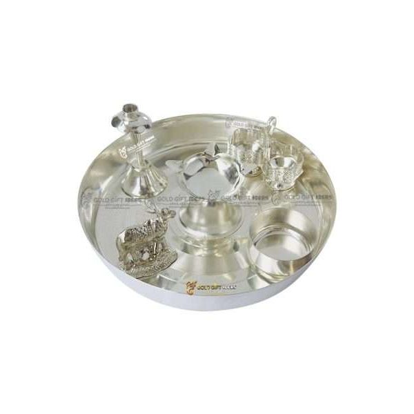 Pooja Thali set, pooja thali silver, pooja thali decoration, Pooja Thali for home, pooja thali set silver, pooja thali for wedding, pooja thali for mandir, pooja thali for Diwali, pooja thali for karva chauth, pooja thali gift set, pooja thali set gold plated pooja thali set for wedding silver thali set for pooja, return gifts for housewarming