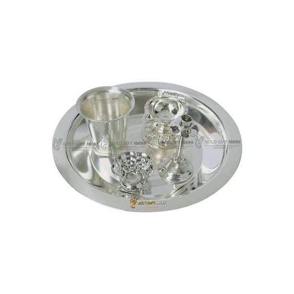 Pooja Thali set, pooja thali silver, pooja thali decoration, Pooja Thali for home, pooja thali set silver, return gifts for housewarming