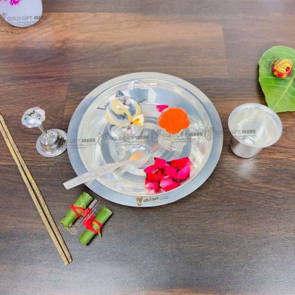 Pooja Thali set, pooja thali silver, pooja thali decoration, Pooja Thali for home, pooja thali set silver, return gifts for housewarming