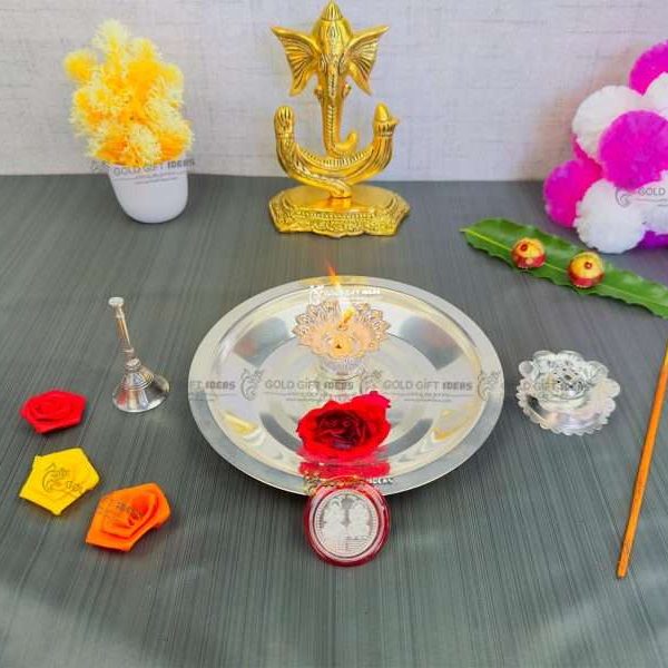 Pooja Thali set, pooja thali silver, pooja thali decoration, Pooja Thali for home, pooja thali set silver, return gifts for housewarming