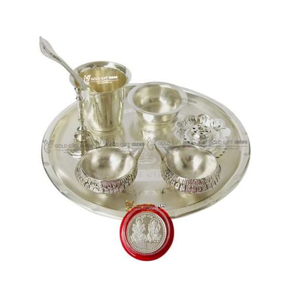 Pooja Thali set, pooja thali silver, pooja thali decoration, Pooja Thali for home, pooja thali set silver, pooja thali for wedding, pooja thali for mandir, pooja thali for Diwali, pooja thali for karva chauth, pooja thali gift set, pooja thali set gold plated pooja thali set for wedding silver thali set for pooja, return gifts for housewarming