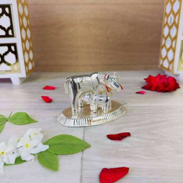 White metal cow and calf cow and calf statue cow and calf idol vastu cow and calf statue in pooja room white metal cow and calf statue white metal small cow