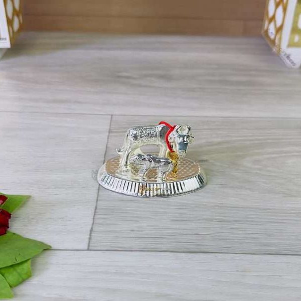 White metal cow and calf cow and calf statue cow and calf idol vastu cow and calf statue in pooja room white metal cow and calf statue white metal small cow