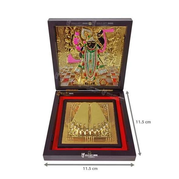 Shreenathji photo frame, shreenathji photo frame nathdwara, shrinathji photo frame, shreenathji frame with charanpaduka, shreenathji photo frame for gift, return gifts for housewarming, return gifts for pooja, Wooden Momento Gift