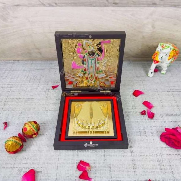 Shreenathji photo frame, shreenathji photo frame nathdwara, shrinathji photo frame, shreenathji frame with charanpaduka, shreenathji photo frame for gift, return gifts for housewarming, return gifts for pooja, Wooden Momento Gift