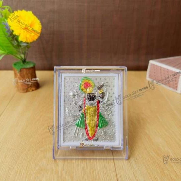 silver shreenathji frame shrinathji silver idol pure silver shreenathji photo frame Shreenathji photo frame, shreenathji photo frame nathdwara, shrinathji photo frame, shreenathji frame with charanpaduka, shreenathji photo frame for gift, return gifts for housewarming, return gifts for pooja, Wooden Momento Gift